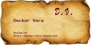Decker Vera névjegykártya